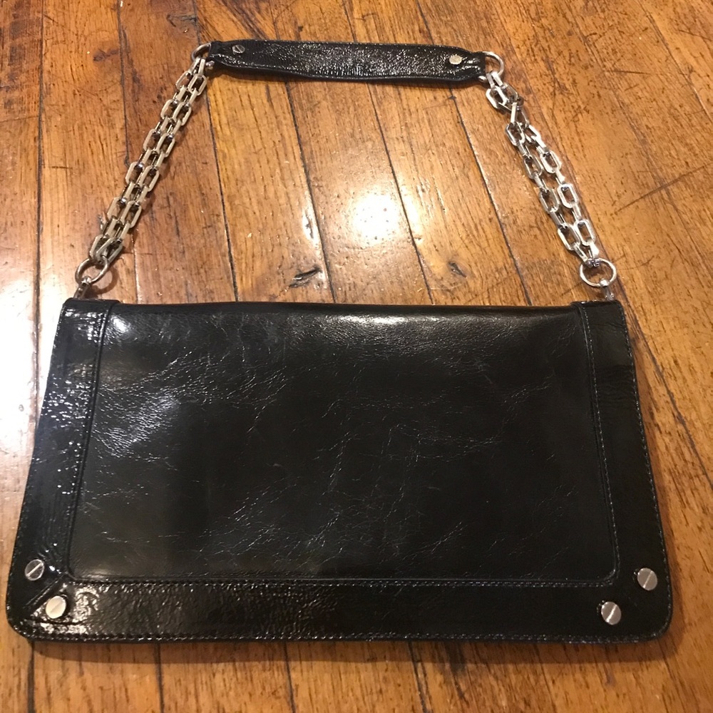 RARE Tory Burch Bombe Reva Clutch-Black Patent! - Picture 5 of 8